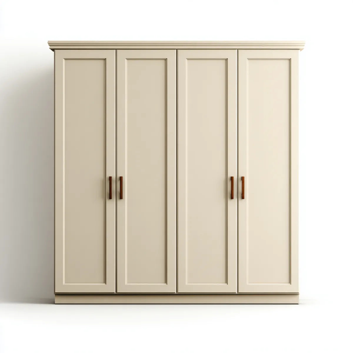 Armoire 4 portes battantes crème 200 x 60 x 220 cm en panneaux MDF rectangulaire