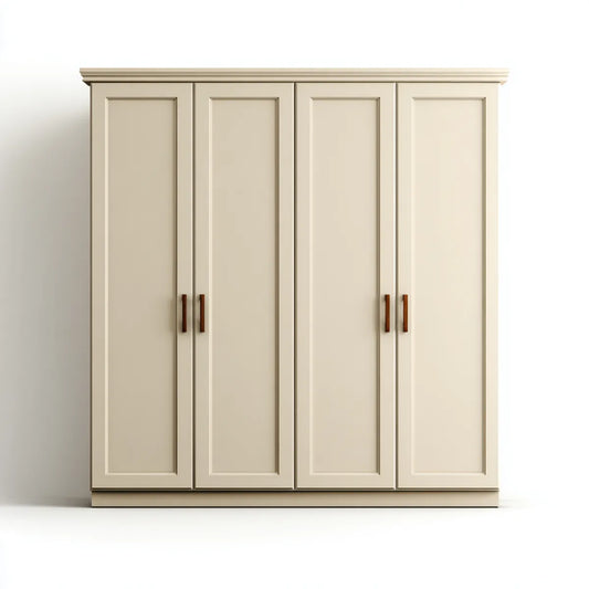 Armoire 4 portes battantes crème 200 x 60 x 220 cm en panneaux MDF rectangulaire