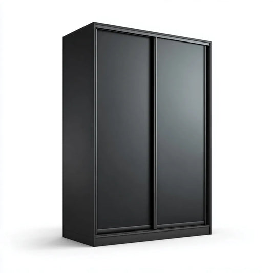 Armoire penderie à portes coulissantes noire 180 x 60 x 200 cm en panneaux MDF rectangulaire