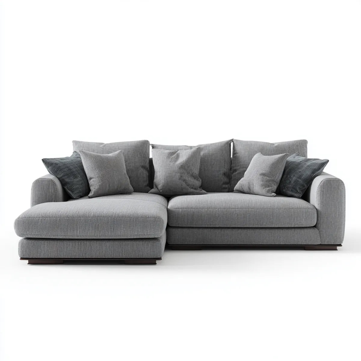Canapé d'angle gauche 4 places gris en polyester 290 x 165 x 85 cm