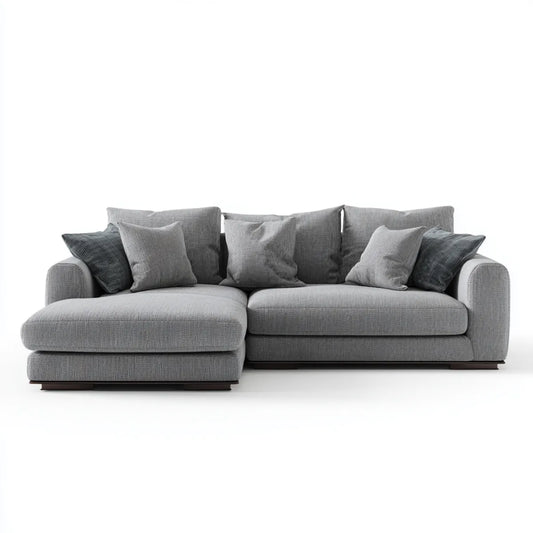 Canapé d'angle gauche 4 places gris en polyester 290 x 165 x 85 cm
