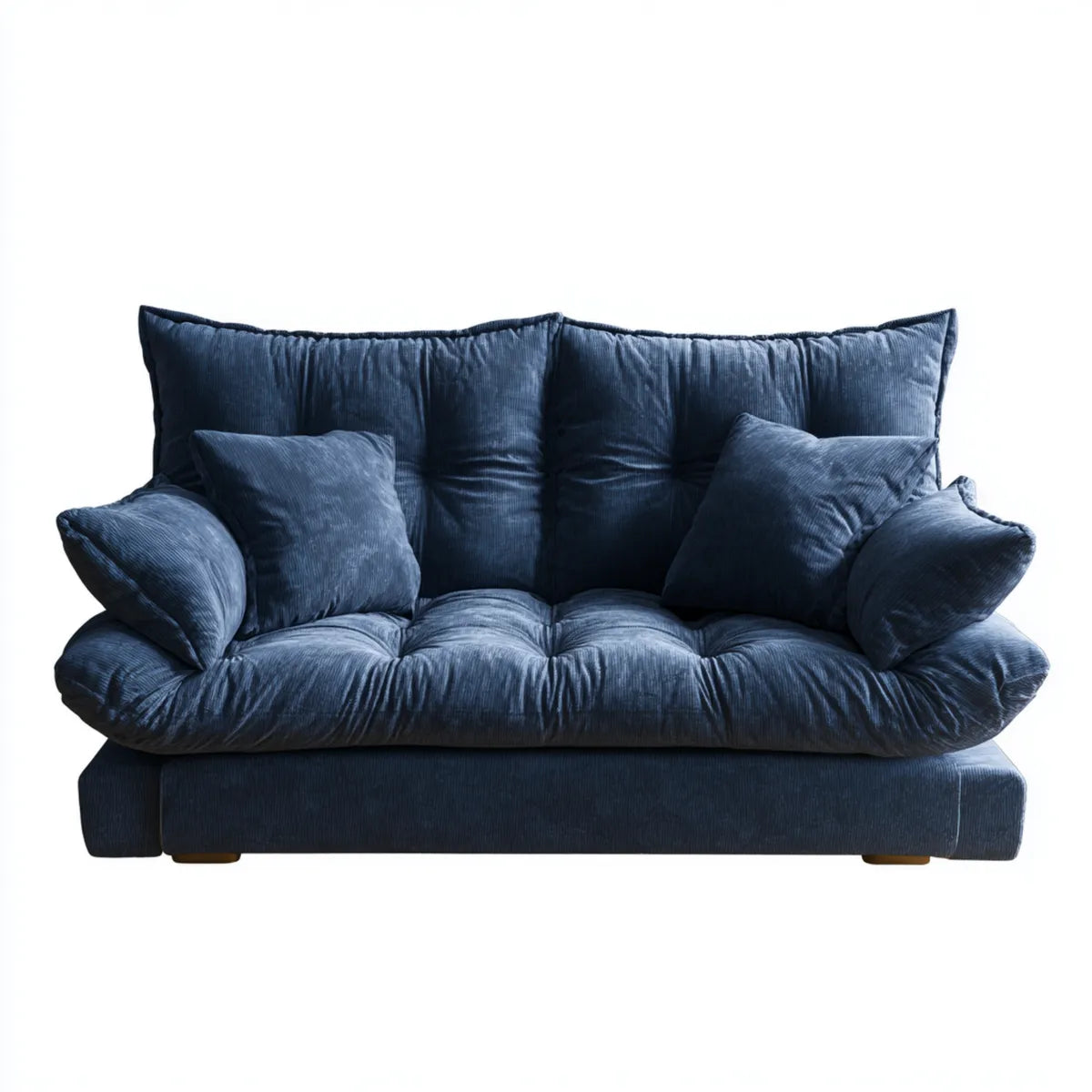 Canapé 2 places bleu nuit 180 x 95 x 85 cm en velours côtelé polyester forme droite