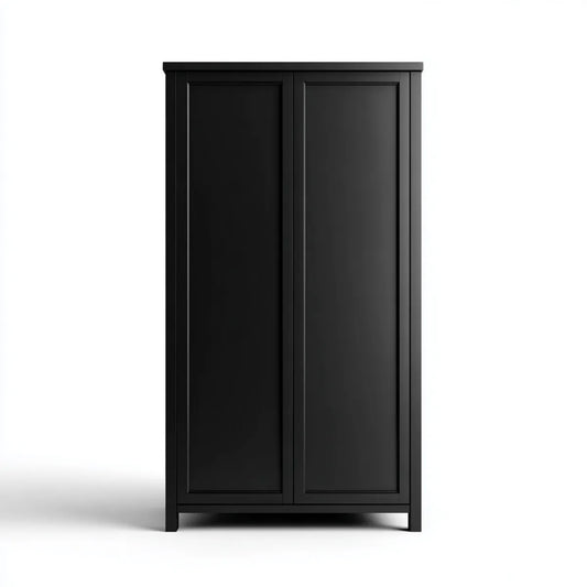 Armoire de chambre à 2 portes noire en MDF 90 x 50 x 180 cm rectangulaire