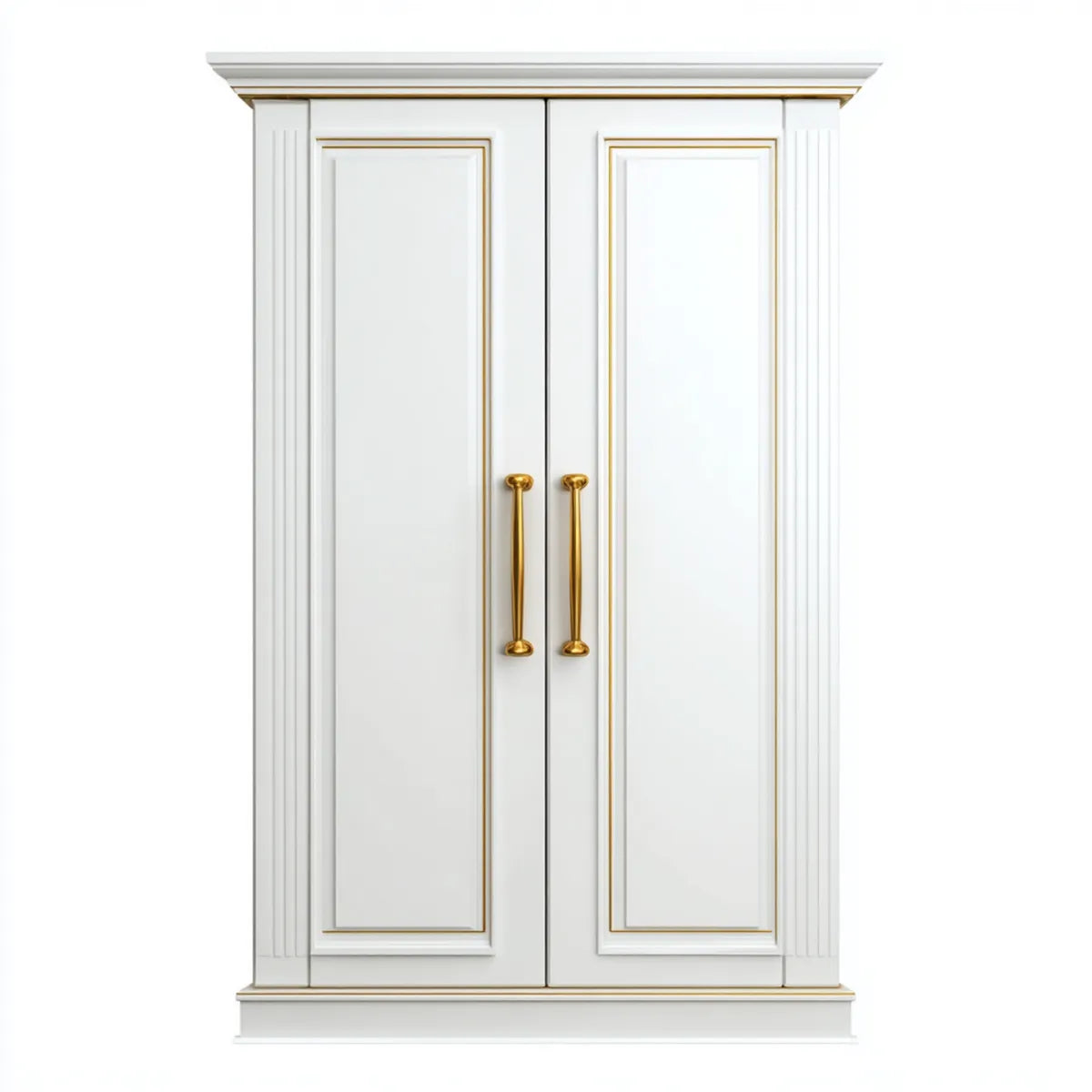 Armoire penderie 2 portes blanche et dorée 100 x 60 x 200 cm en MDF rectangulaire