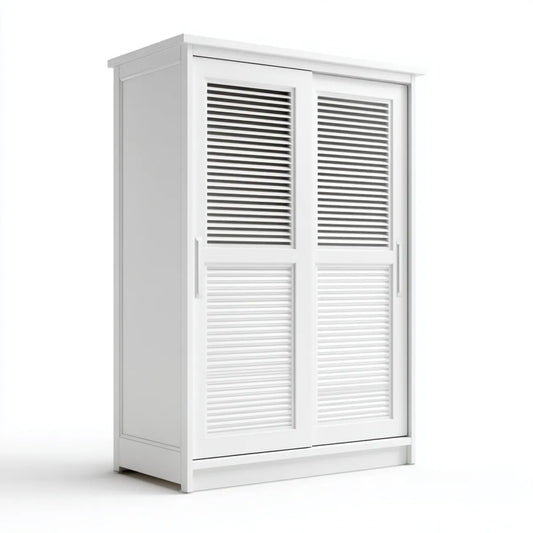 Armoire à portes coulissantes blanche 120 x 60 x 200 cm en panneaux MDF rectangulaire