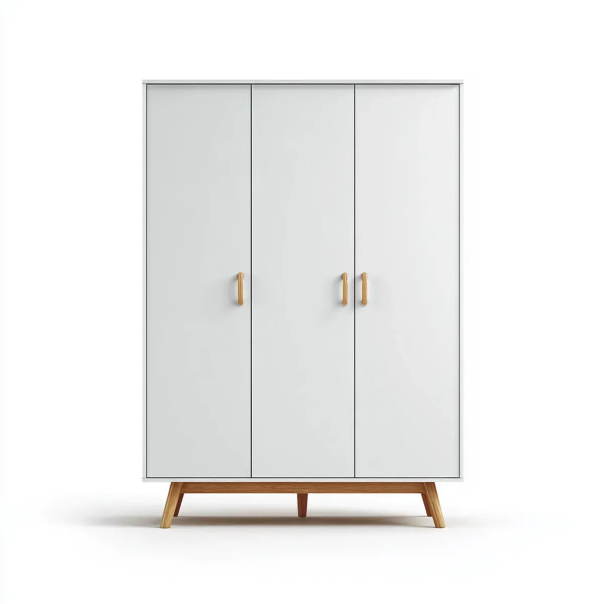 Armoire penderie 3 portes blanche rectangulaire 120 x 50 x 180 cm en MDF mélaminé et bois massif