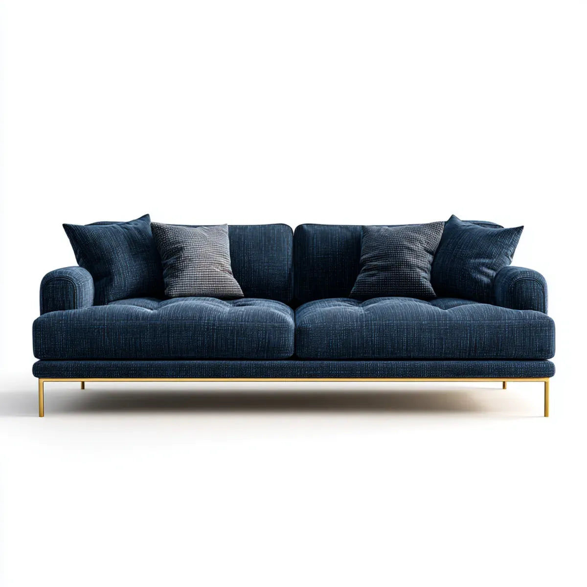 Canapé droit 2 places bleu marine 220 x 92 x 85 cm en polyester forme rectangulaire