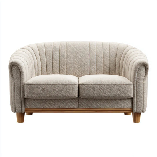 Canapé 2 places écru en polyester forme arrondie 150 x 83 x 78 cm